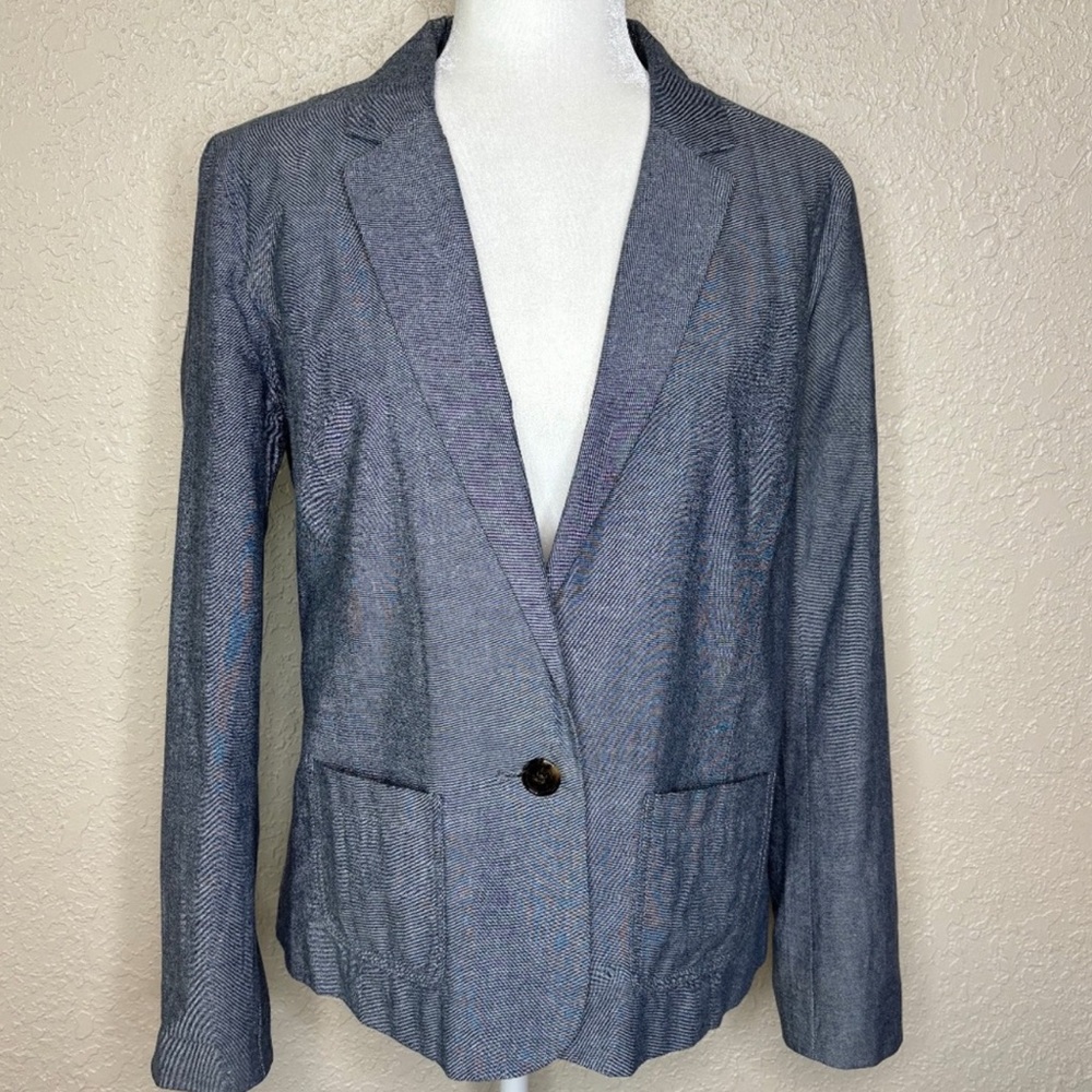 Gap Blue Chambray Cotton Blazer Business Casual Lightweight Women's Size 10